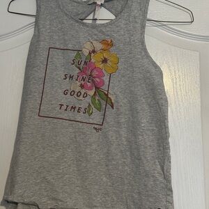 Gray and Yellow Floral Graphic Tank Top